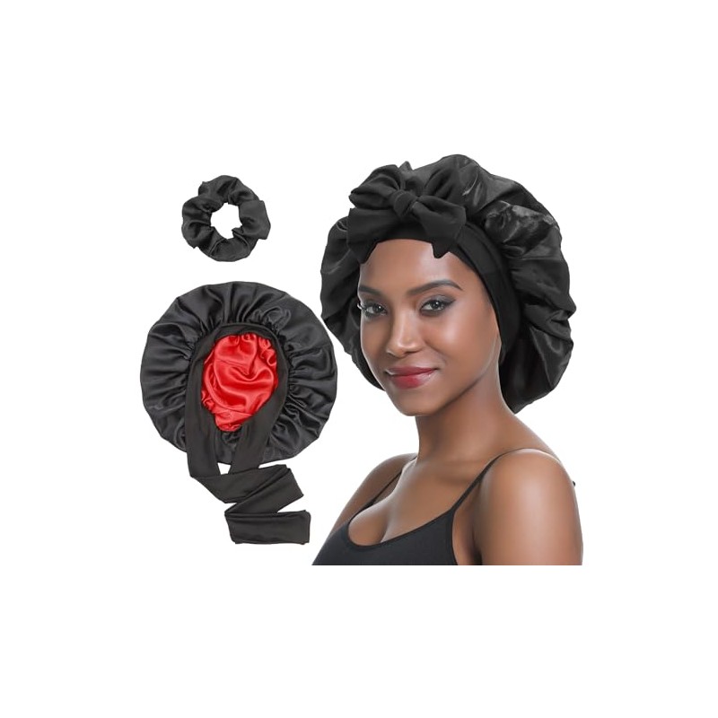 SENGTERM Satin Haarhaube Damen Doppelseitig Seidenhaube mit Elastischen Krawattenband für