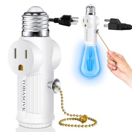 Light Bulb Outlet Socket Adapter, Light Socket to Plug Adapter for Both Sides 3 Prong, FCC Listed Heat-Resistant Materials Light Socket Adapter, Light Bulb Plug Adapter for Expansion Socket - White