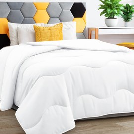 MEELUS Lightweight Comforter Cooling Duvet Insert White, All Season Breathable Full Size Duvet, Soft Microfiber Summer Cool Down Alternative Winter Quilt with Corner Tabs, 82x86 inch