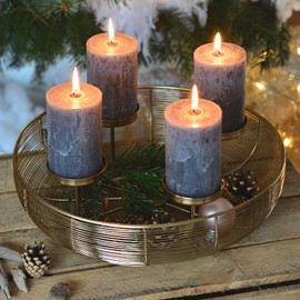 Adventskranz Kerzenhalter Metall Gold Ø 36cm modern deko