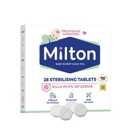 UMDA Milton Sterilising Tablets, Steriliser for Baby Bottles Feeding Accessories- Breastfeeding Equipment Cold Water Steriliser Tablets, Baby Travel Essentials Kill 99.9% of Germs 28 Tablets