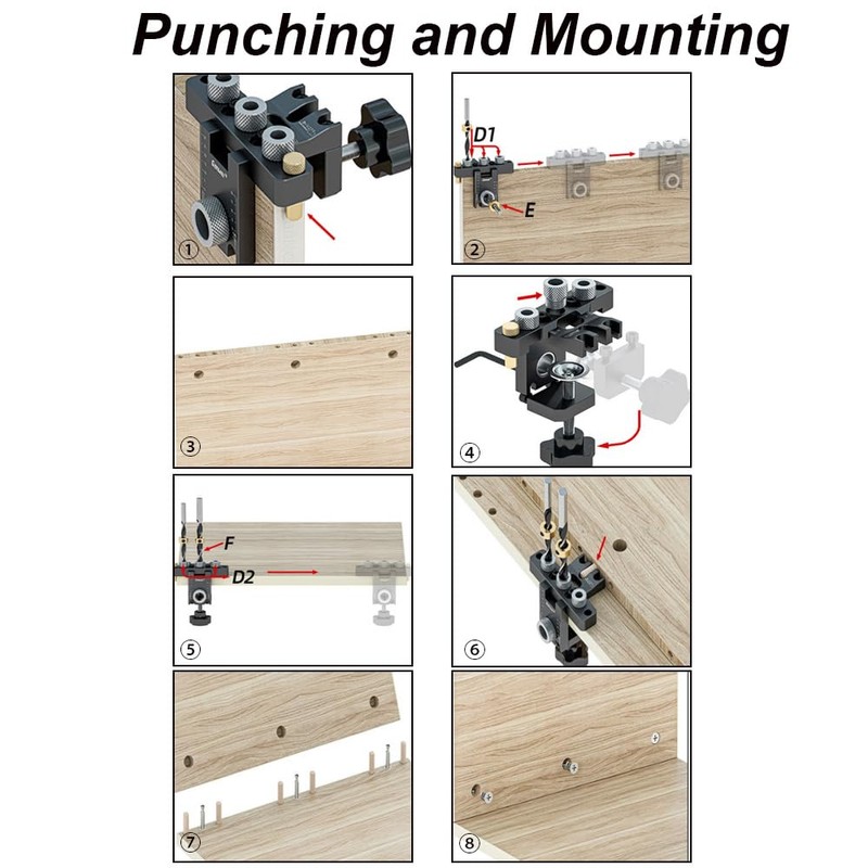 TopHomer 3-in-1 Pocket Hole Jig Kit, Drilling Template Self-Centering for