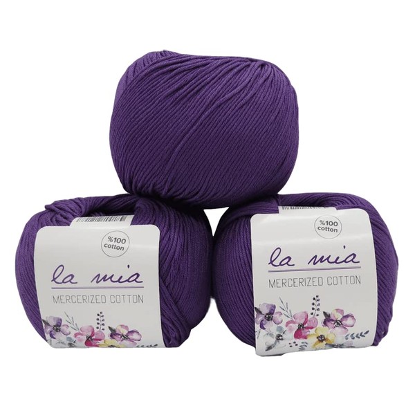 la mia 3 Skein - Premium Mercerized Cotton Yarn -