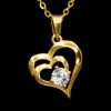 Double Heart Cubic Zirconia Pendant Necklace (Gold-Plated)