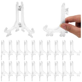 Zorfeter 30 Pcs 3 Inch Clear Mini Easel Card Stands or Photo Holder, Displays Pictures/Photos, Artworks, Posters, Small Boards