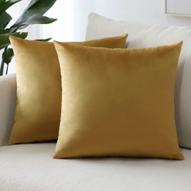 Sungeek Pack of 2 Velvet Cushion Covers Soft Decorative Pillow Covers with Invisible Zipper Luxury Throw Pillow Cases for Home Decor Sofa Bedroom Living Room 45x45cm Gold