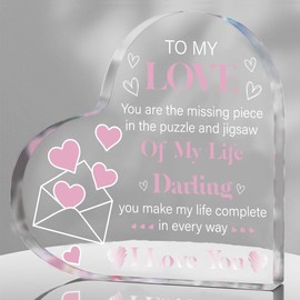 ORIGACH to My Love You are My Missing Piece Acrylic Heart Gifts for Her Him Birthday Gifts for Women Men Boyfriend, Girlfriend I Love You Gifts for Husband, Wife, 3.9x3.9 Inch