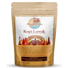 Monkey Business Coffee - Wild Kopi Luwak Coffee Whole Beans - Ethically Sourced - 250 Grams (8.8oz) (Other Weights & Bean Types Available) - Produce of Indonesia