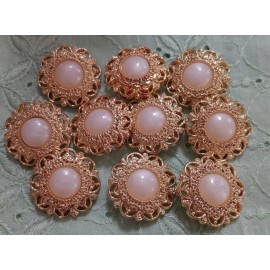 Unbranded 10 Pcs Round Ornate Victorian Style Goldtoned with Faux MOP Plastic Buttons