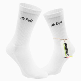 Huuraa Unisex Socks Mr. Right Lettering Gift Size 37/46 Mr. Right Gift Idea, multicoloured
