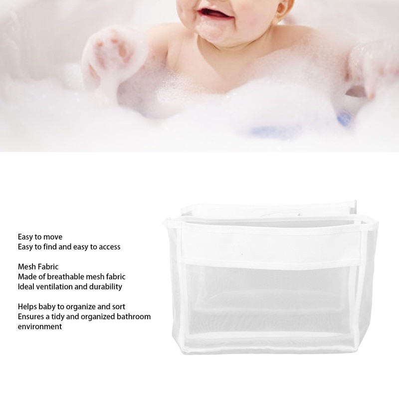 Baby Mesh Bath Toy Storage, Saddle Shape 2 Compartments Baby