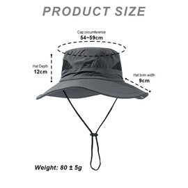 Bangbobi Sun Hat Men's UV Protection - Wide Brim Hiking Hat Men's Outdoor Sun Protection Cap - Safari Hat Men - Fishing Hat Men - Lightweight Hiking Hat, gray