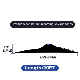 ToLanbbt 20Ft/6M Universal Garage Threshold Seal Strip with 300ml Black Sealants/Adhesives, Garage Door Bottom Weatherproof Strip Rubber DIY Weather Stripping Replacement (Black-Blue Line)
