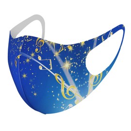 Smakore 006821 Design Mask, Set of 2, Polyester, Washable, Cloth Mask, Unisex, Flower Music Notes, Blue, Blue