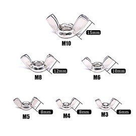 Hilitchi - Juego de 100 tuercas de mariposa M3 M4 M5 M6 M8 M10, acero inoxidable 304