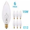 KOR 6 Pack 15CTC Chandelier 15W Bulbs 120V B10 Straight