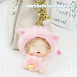 Suvonic Adorable Cat Keychain - Soft Plush, Irresistible Charm for Bags (pink)