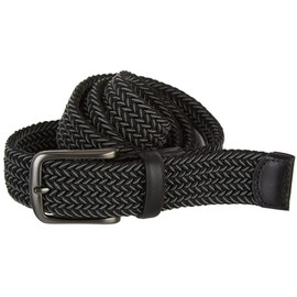 Perry Men's Woven Belt with Stretch Leather-Trim Fabric, Gray, Medium (34 - 36)