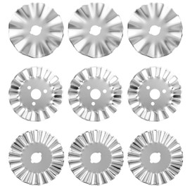 Bestgle 9Pcs 45mm Wave Rotary Cutter Pinking Blades, Refill Steel Waving Decorative Edge Rotary Replacement Blades for Fabric Arts Crafts Quilting Scrapbooking Sewing Tool