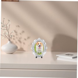 ORFOFE Antique Oval Photo Frame Vintage Resin Picture Frame Small Desk Decor Elegant Silver Photo Holder