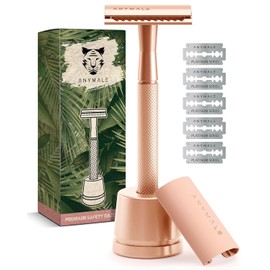 Women's Safety Razor (Rose Gold Edition) Including 5 x Replacement Blade Set & Stand - Wet Razor & Women's Razor (Zero Waste) Metal with 5 Blades - Women's Razor & Blade Razor