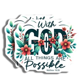Christian Faith Magnets - Religious Quote - Inspirational Wall Decor - All Things are Possible - Faith-Based Decoration- 2 Pack - Made in USA - PLDFMAG3151