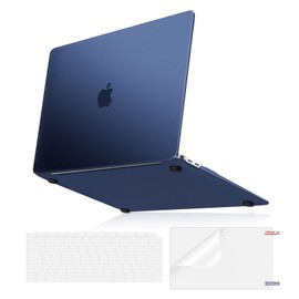 MOSISO Compatible with MacBook Air 13 inch Case 2022 2021 2020 2019 2018 A2337 M1 A2179 A1932, Ultra-Thin Natural Original Color Plastic Hard Shell Case&Keyboard Cover&Screen Protector, Midnight Blue