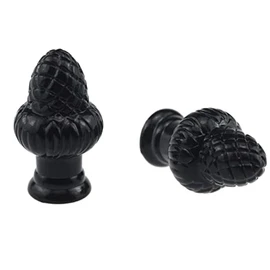 MARRTEUM Black Brass Solid Lamp Finial Cap Knob Retro Lamp Finial Decoration with Dual-Thread Screw for Lamp Shade Holder Harp Tops, Fit Both 1/8 IP(3/8") and 1/4-27, 2 Pack