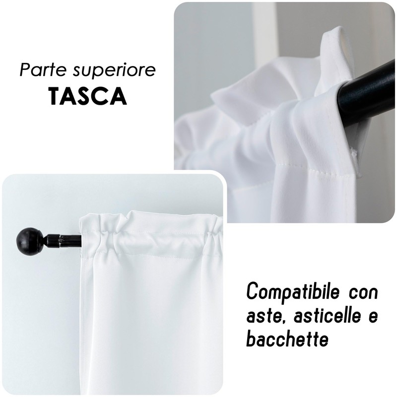 GIRASOLE HOME Coppia Tende Fiji Bianche Semi Oscuranti Termiche Morbide
