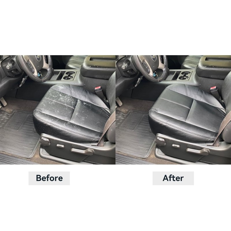 BABERGOU Black Leather Driver or Passenger Bottom Seat Cover Compatible