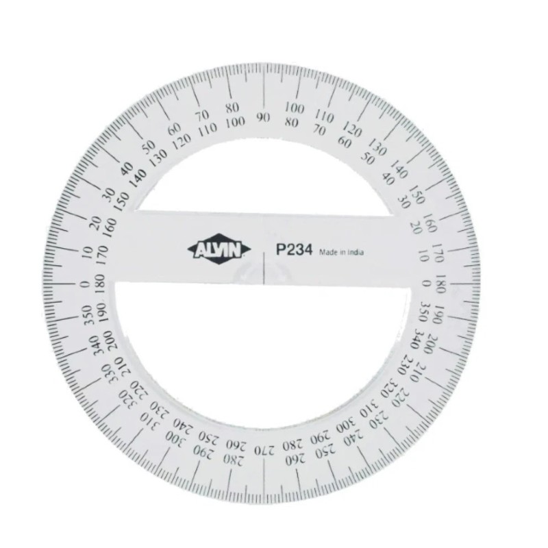 Alvin Drafting Circular Protractor 4" No. P236 Beveled Edges NEW