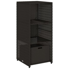Gecheer Patio Storage Cabinet Outdoor Garden Storage Organizers Black 19.7"x21.7"x45.3" Poly Rattan 0223053C 0224053C