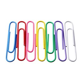 Alevar 100 Coloured Paper Clips Box Laminated Steel 50mm No.5 Large Office Clips