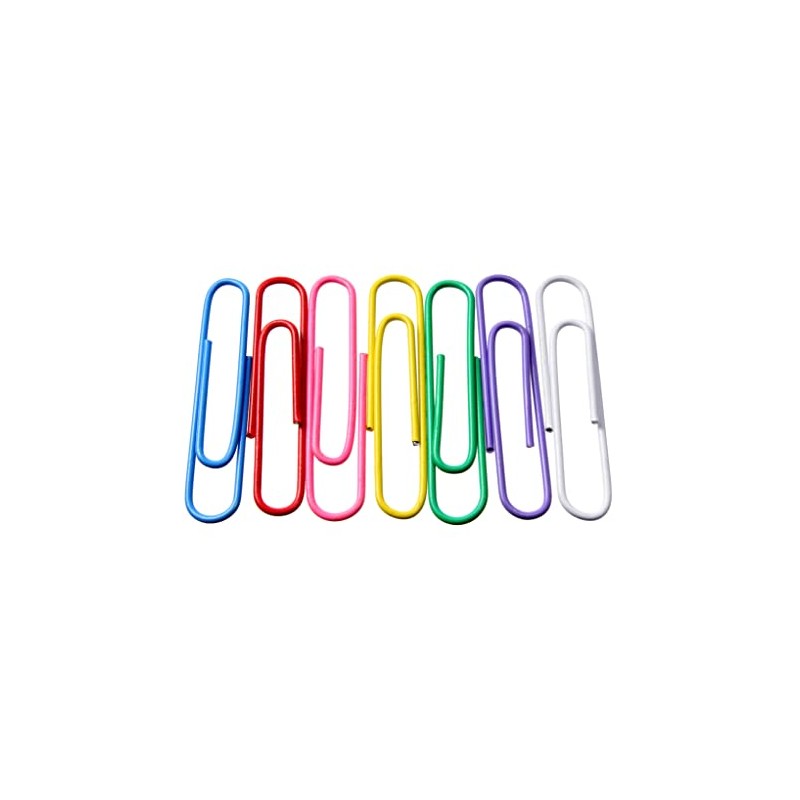 Alevar 100 Coloured Paper Clips Box Laminated Steel 50mm No.5