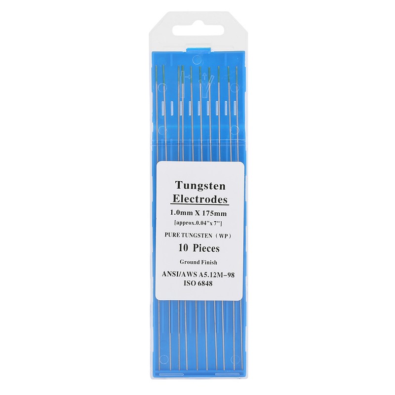 10Pcs Pure Tungsten Electrodes WP Green Tip for AC Tig