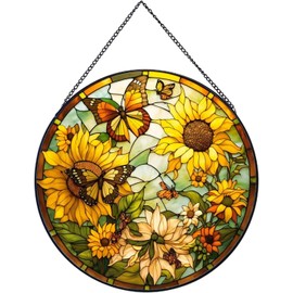 Sun Catcher for Windows - 20cm Sunflower Hanging Ornament with Colorful Light Effect, Durable Acrylic Home Decoration