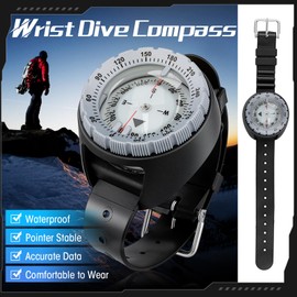 Scuba Compass, Professional Waterproof 5ATM Dive Wrist Compass with TPU Band for Outdoor Sports Diving, Sailing, Hiking, Survival Emergency (Gray)