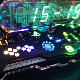 TPHRAVAL Imitation Nixie Tube Clock Fluorescent Tube Clock Cyberpunk Ornaments IV18 Fluorescent Tube Clock can Display The Date, time, Weather and Temperature Creative Gifts (Clock)