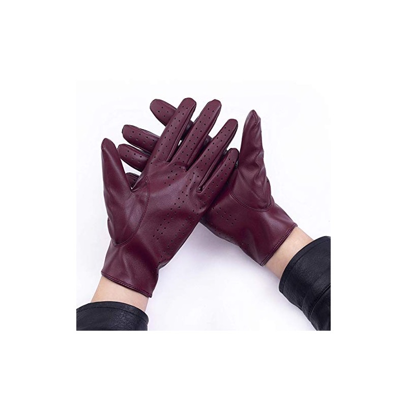 Riparo Men's Vegan Leather Full-finger Driving Touchscreen Gloves (X-Small, Dark