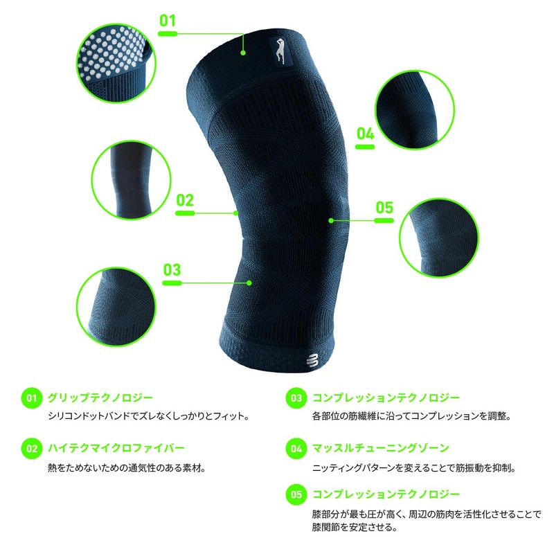 Bauerfeind(バウアーファインド) SPORTS COMPRESSION KNEE SUPPORT DIRK NOWITZKI SIGNATURE LINE 膝の負荷の軽減と安定化（カラー：ネイビー/サイズ：S）