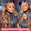 AUABEAUTY 28 Inch Honey Blonde Ombre Lace Front Wig Human