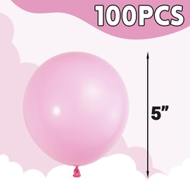 Pink Mini Latex Balloons 100 Pcs 5 inch Pastel pink Small Balloons Party Decorations Round Helium Balloons for Baby Shower Birthday Party Wedding Engagement Anniversary Festival Decorations