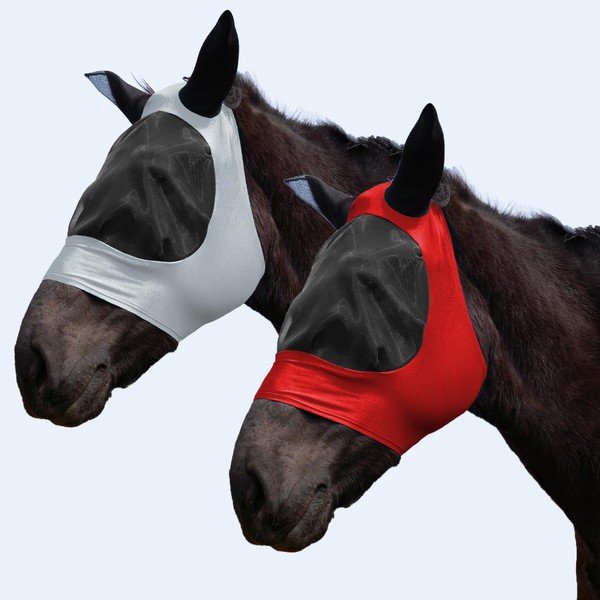 FOXLVDA 2 Pcs Horse Fly Mask with Ear Protection, Comfort-Fit