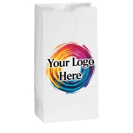 Flexicore Packaging Custom Printed White SOS Popcorn Paper Bags(10 to 1,000 QTY) (White, 5"x3.125"x9.5")