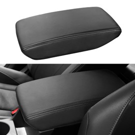 INTGET for 2026 Subaru Crosstrek/Impreza Accessories 2024 2025 Center Console Armrest Cover Leather Arm Rest Box Lid Car Middle Seat Cover Protector (Black Stitches, 2024+)