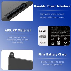 56WH 33YDH Laptop Battery for Dell Inspiron 17 7000 7773 7778 7779 7786 15 7577 G3 3579 3779 G5 5587 G7 7588 Series Latitude 13 3380 14 3490 15 3580 3590 Series PVHT1 P72F P30E 81PF3 081PF3 P30E001