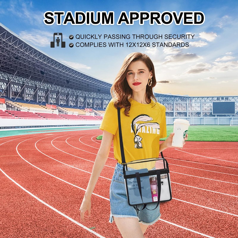 Clear Tote Bag for Stadium Events 12×6×12 Clear Crossbody Bag