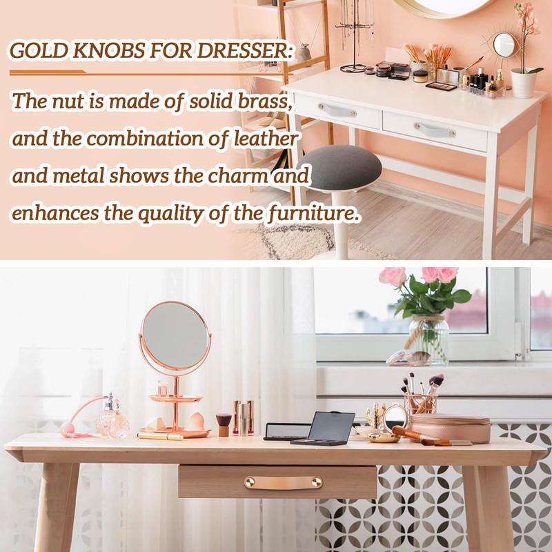 LEREATI 4pcs Leather Drawer Handles Drawer Knobs Kitchen Cupboard Handles