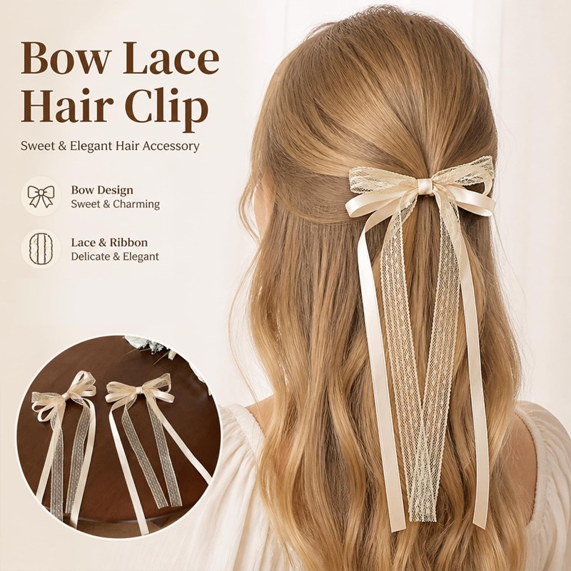 Hair Accessories Set - Pearl Hair Tie - Bow Clips