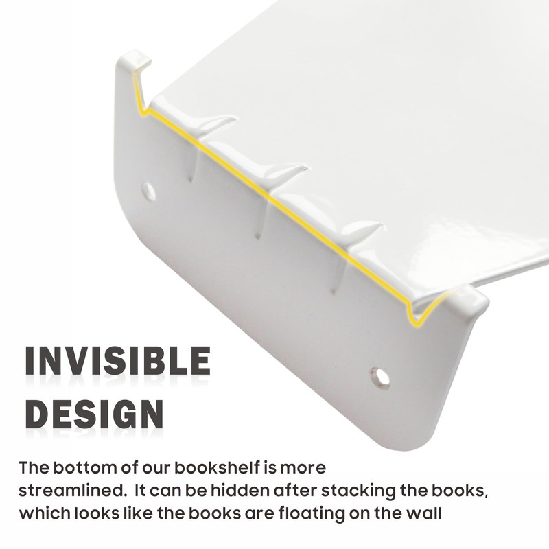 chic2click Invisible Bookshelf Set of 3 White Floating Bookshelves Metal